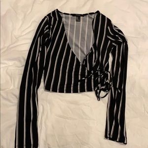 Black striped crop top